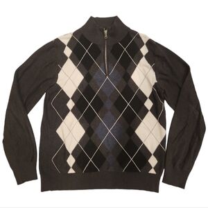 BKE Slim Fit Quarter Zip Argyle Sweater